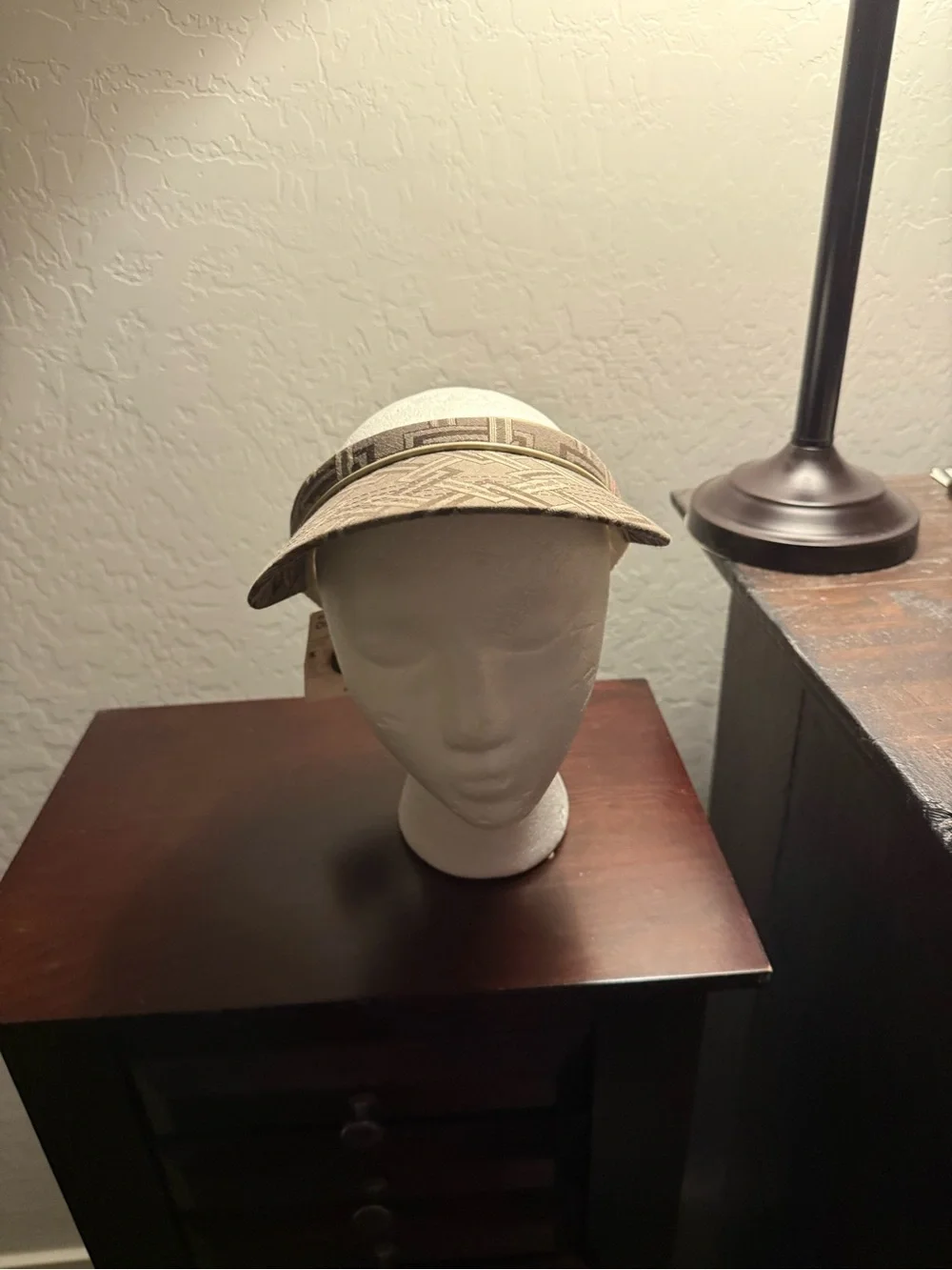 Jaclyn Smith Tan and Cream Straw Visor Hat